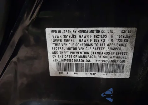 2010 Honda Fit Sport z USA, uszkodzony, nr VIN JHMGE8G46AS001066